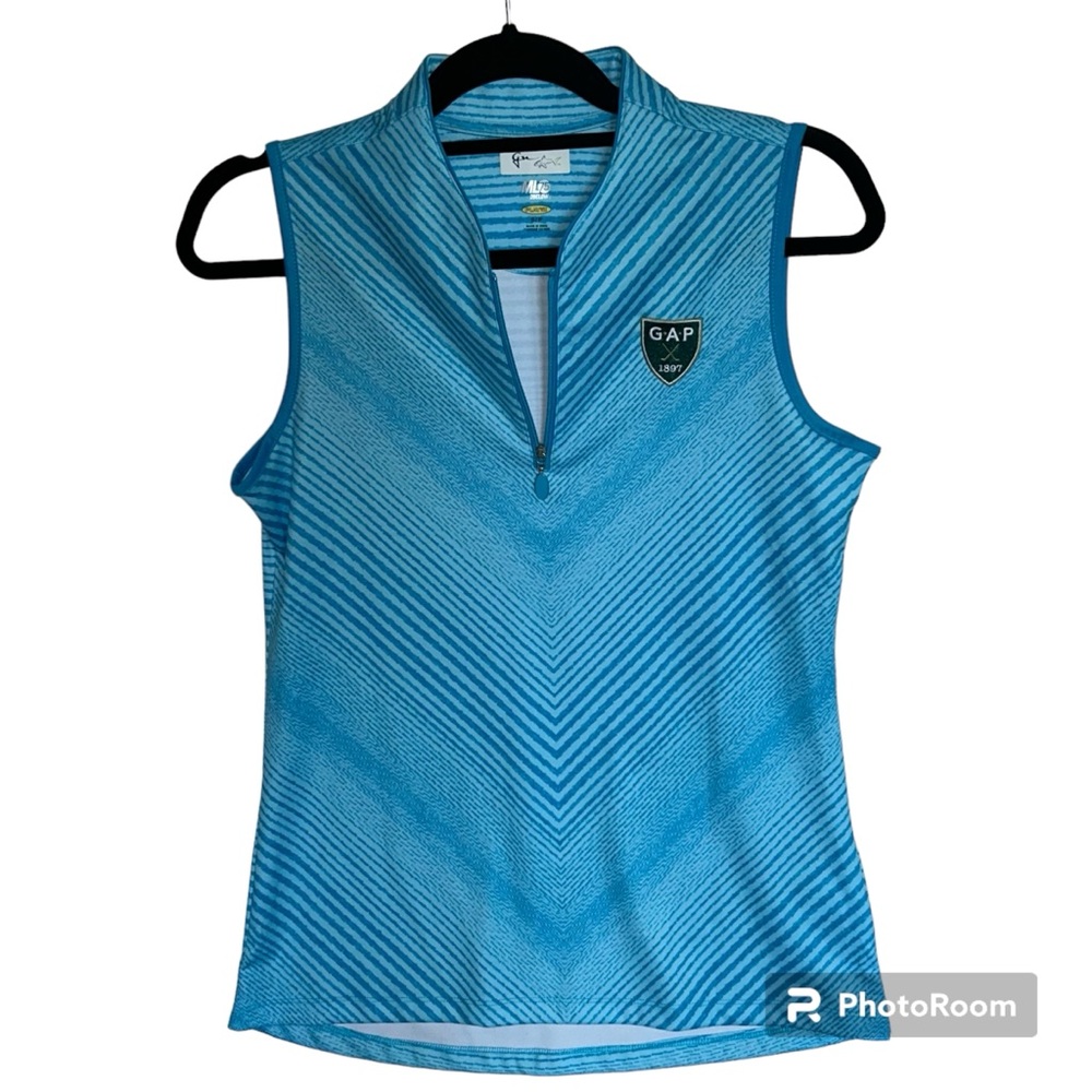 GREG NORMAN Sleeveless Golf Shirt GAP 1897 Play Dry Quarter Zip Top Blue Size S